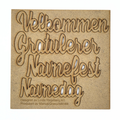 Navnedag og navnefest - chipboardplate med fire ord